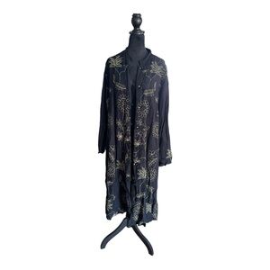 VTG original Anthony kimono gold‎ embroidery black size 1XL